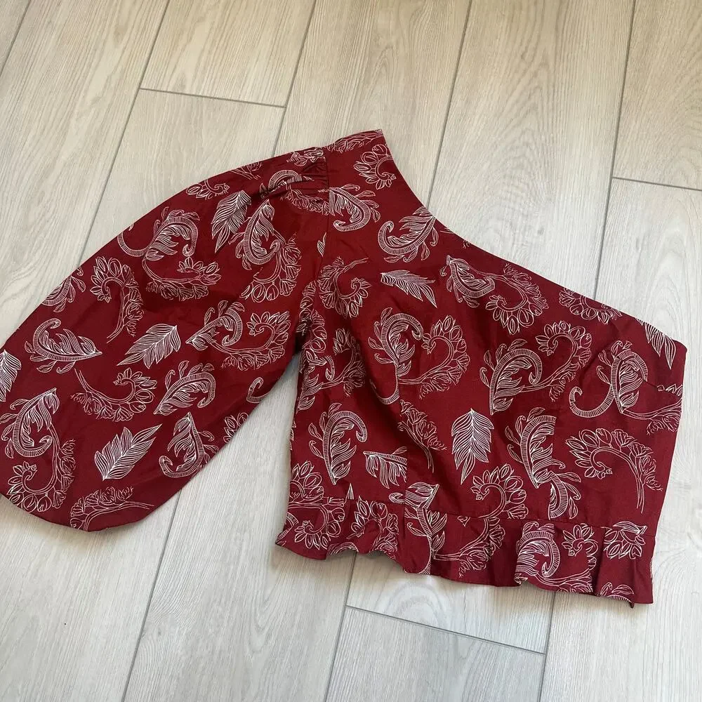 Anthropologie Mare Mare Teresita two-piece poplin one shoulder top culottes XS